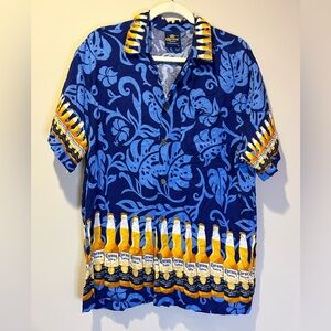 Corona Beer‎ Men’s Size XL Short Sleeve Button Down Shirt Hawaiian Floral